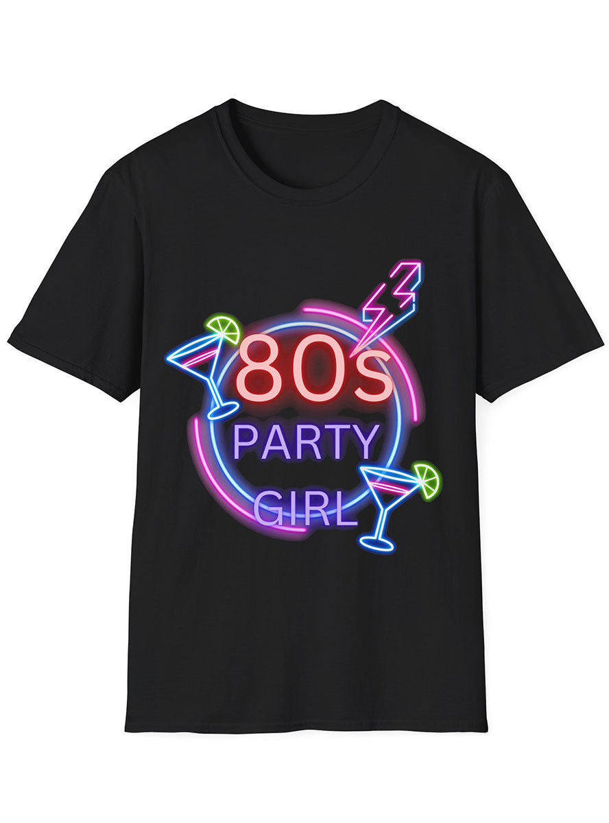 80s Party Girl Neon Print Costume Shirt - Front Image