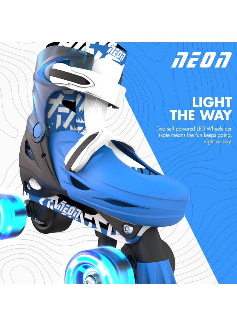 Neon Blue Combo Skates For Children - Info Image 1