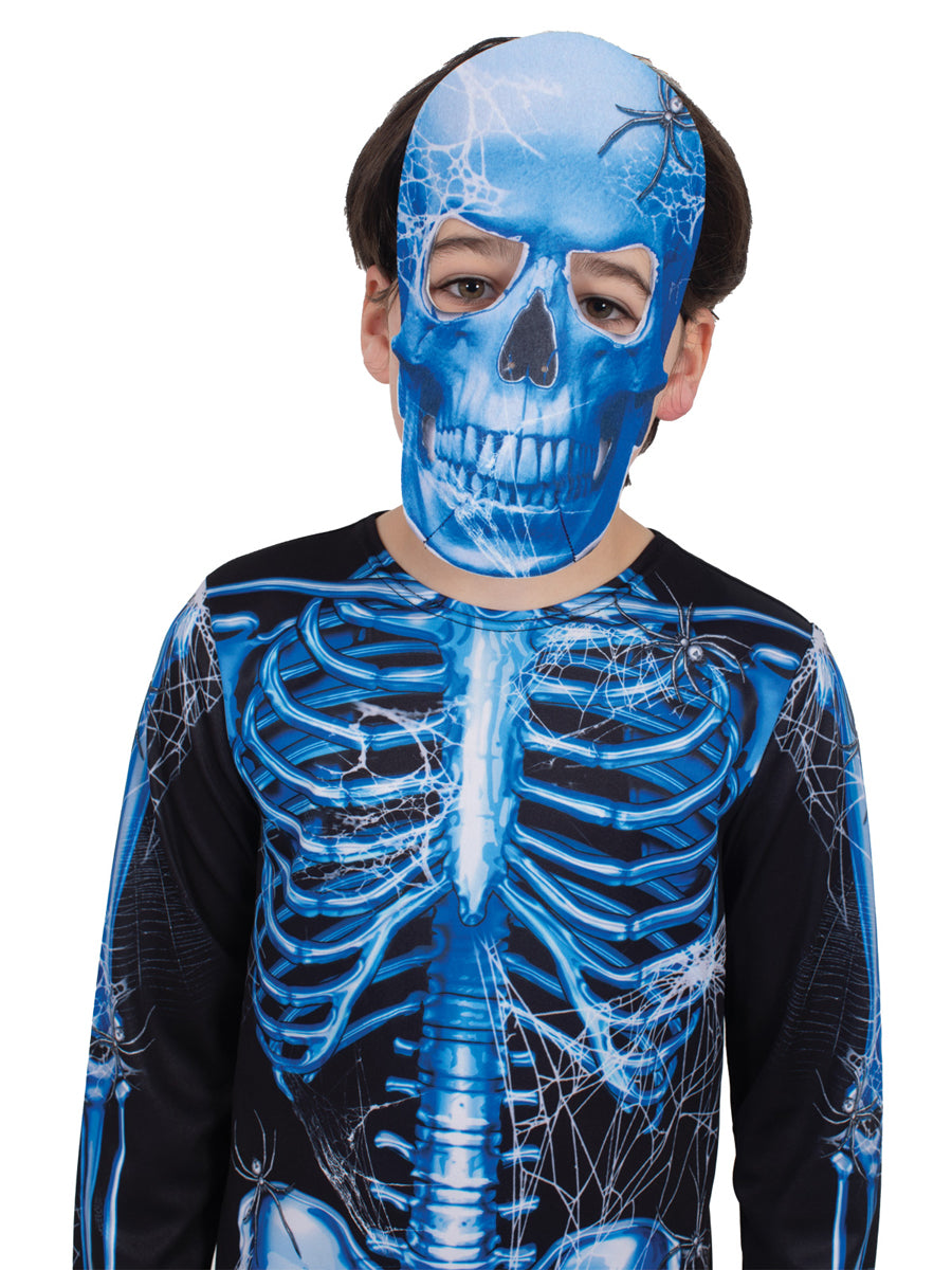 Boys Neon Blue Skeleton Halloween costume - Close Image
