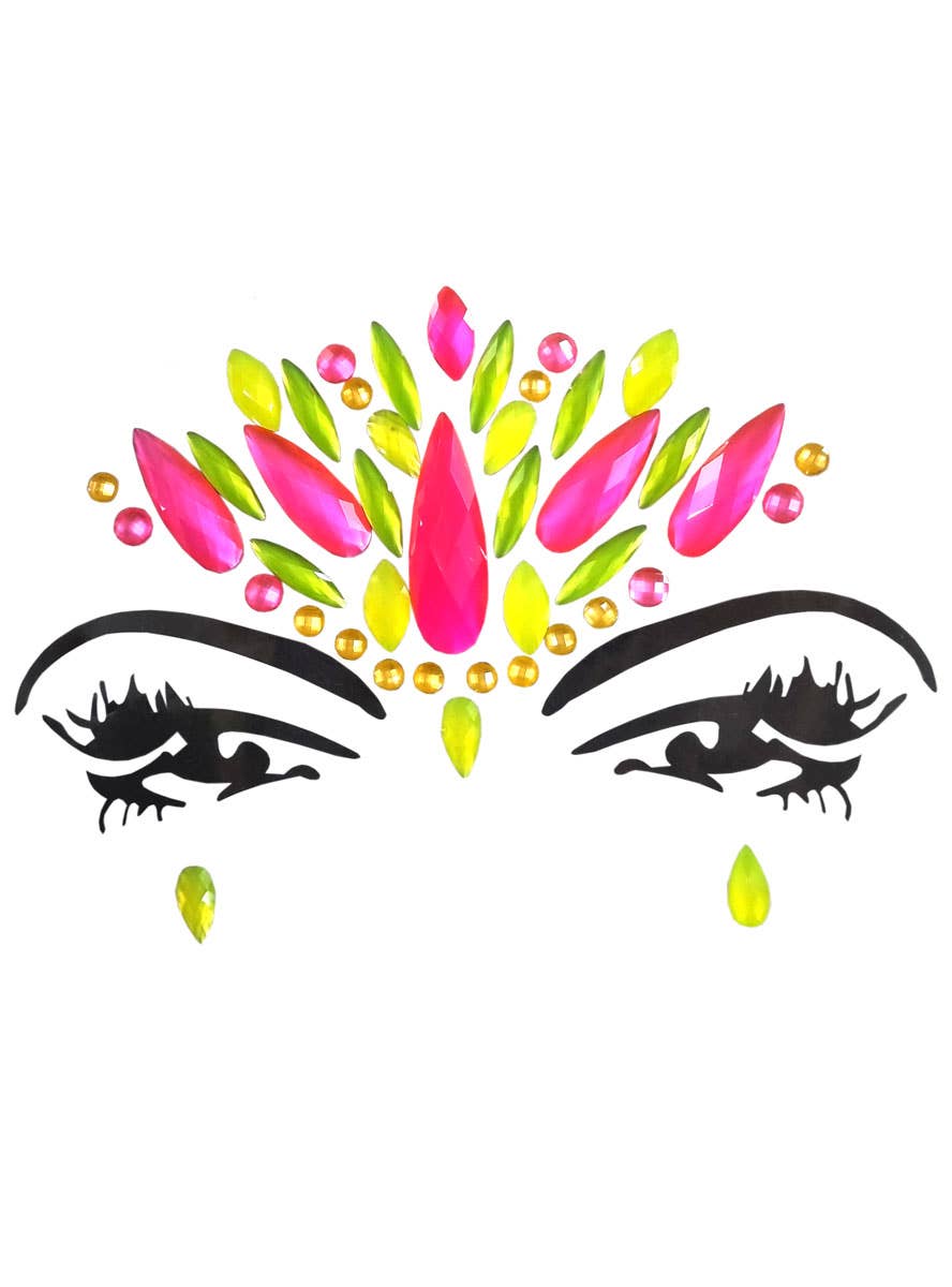 Image of UV Reactive Neon Green and Pink Festival Face Jewels
