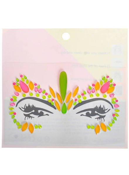 Image of Neon Orange Pink and Green UV Reactive Face Jewels - Main Image