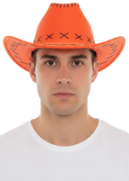 Neon Orange Adults Cowboy Costume Hat - Main Image