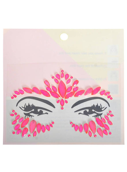Image of Neon Pink UV Reactive Stick-on Festival Face Jewels - Main Image