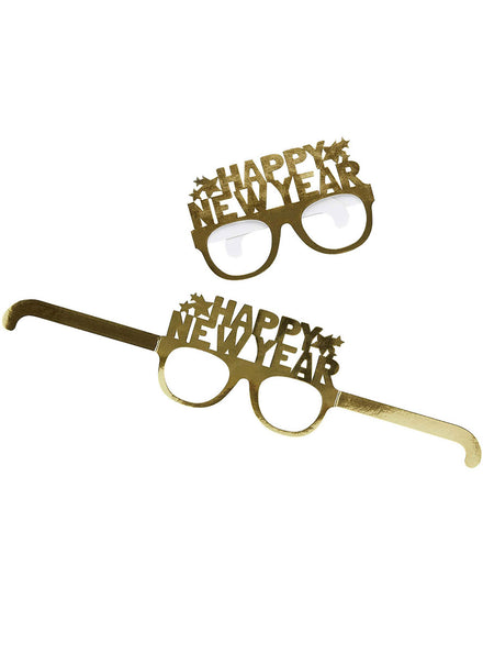 New Years Eve Happy New Year Gold Paper Glasses 10 Pack - Main Image