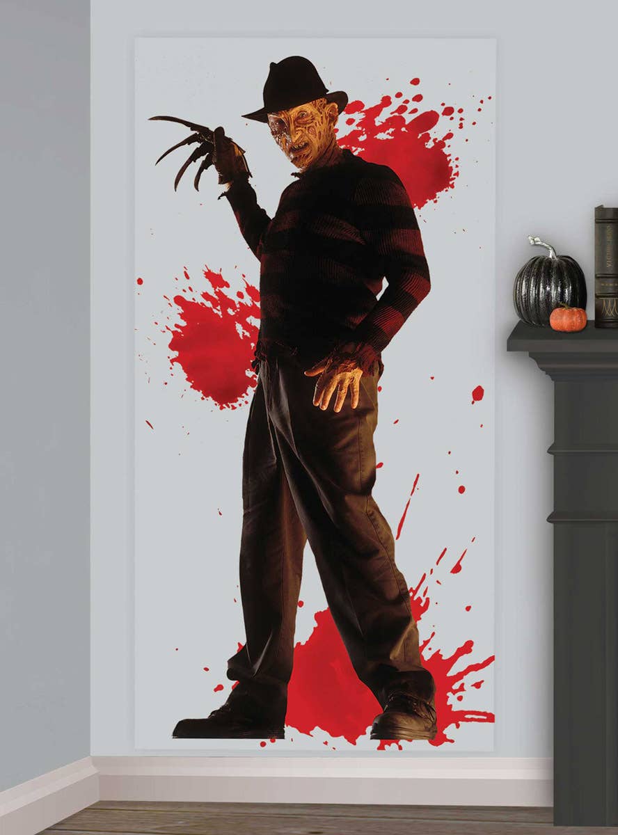 Image of Freddy Krueger Wall Scene Setter Halloween Decoration - Alternate Image