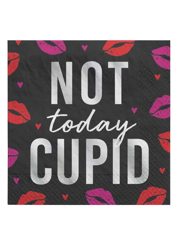 Not Today Cupid 16 Pack Anti Valentines Day Beverage Napkins - Main Image
