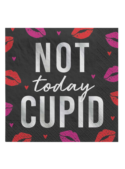 Not Today Cupid 16 Pack Anti Valentines Day Beverage Napkins - Main Image