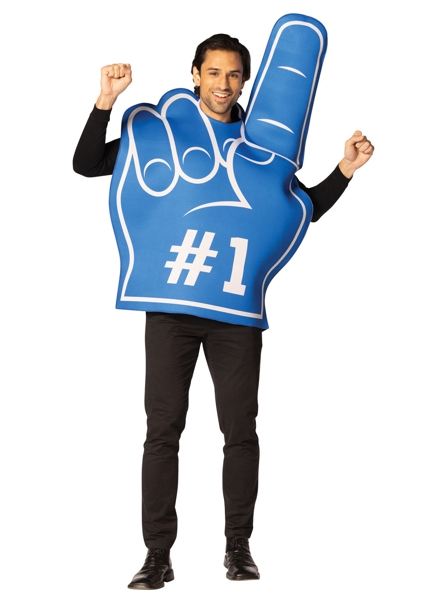 Number 1 Blue Foam Finger Novelty Adults Costume - Main Image