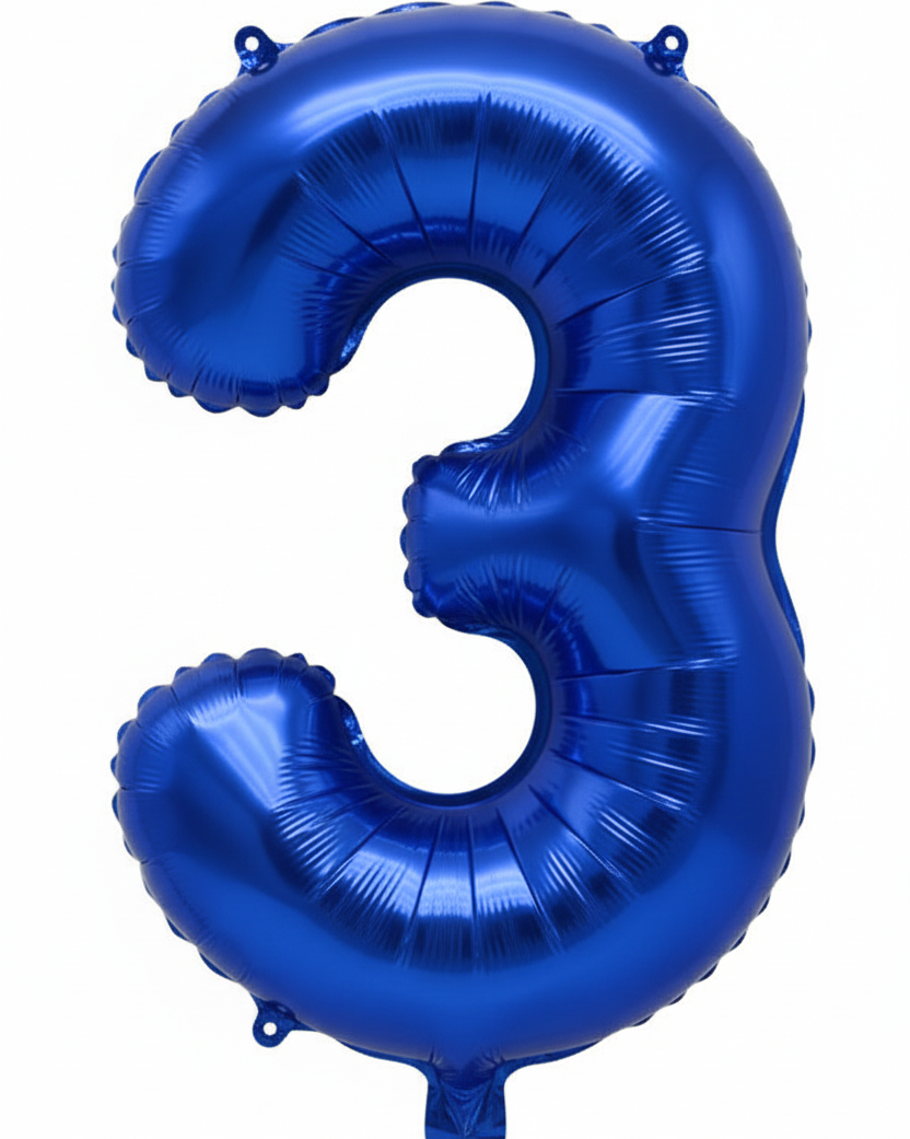 Blue Foil Number 3 35cm Balloon