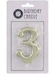 Image of Gold 9cm Number 3 Birthday Candle