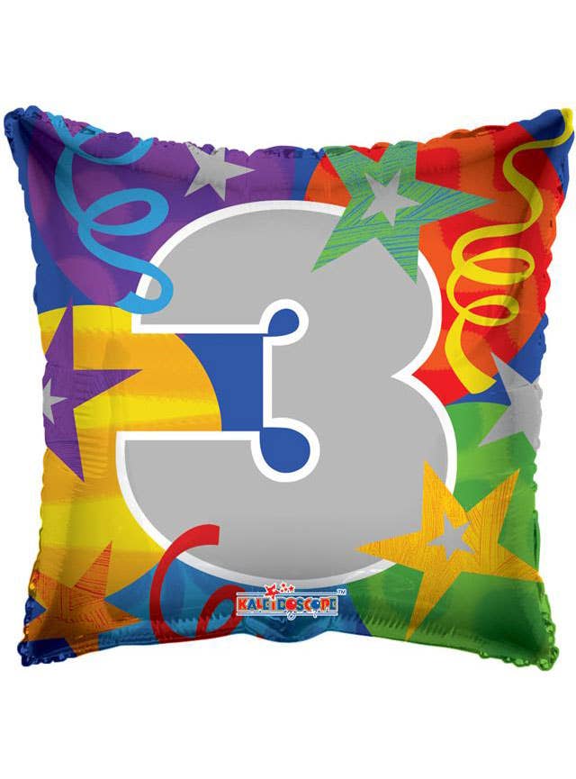 Image of Number 3 Multicolour 46cm Star Print Party Balloon