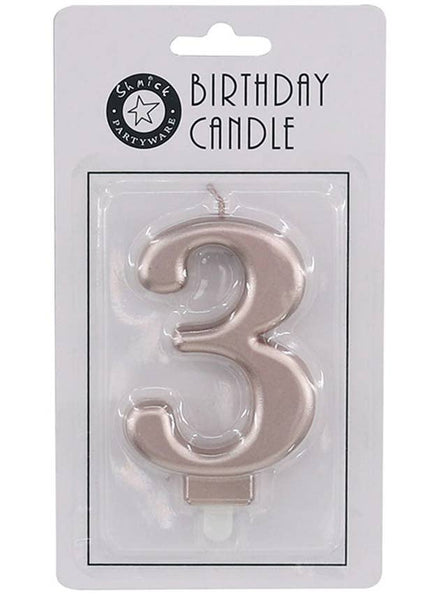 Image of Rose Gold 9cm Number 3 Birthday Candle