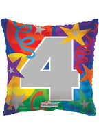 Image of Number 4 Multicolour 46cm Star Print Party Balloon