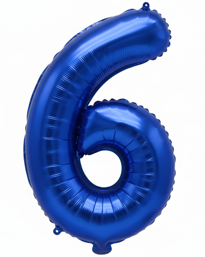 Blue Foil Number 6 35cm Balloon