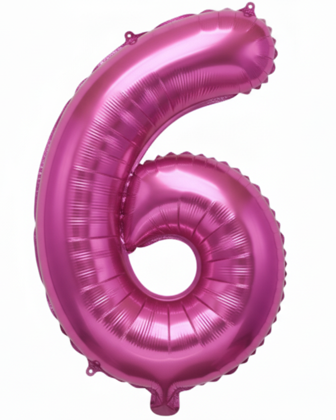 Pink Foil Number 6 35cm Balloon