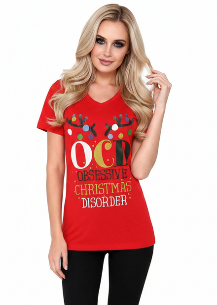 Obsessive Christmas Disorder Womens Funny Christmas Shirt - Main Image