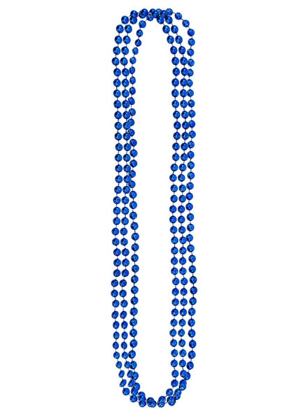 3 Strand Metallic Blue Beaded Costume Necklace
