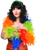 Multi Colour Rainbow Feather Boa Mardi Gras Costume Accessory - Main Image