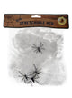 Image of Stretchable White Spider Web with Spiders Halloween Decoration