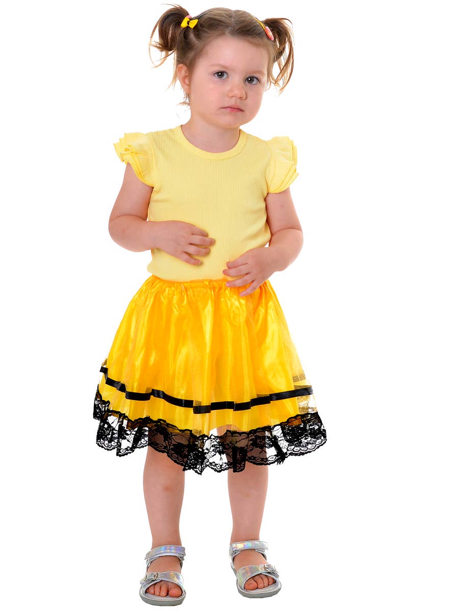 Yellow and Black Satin and Lace Girls Emma Tutu Skirt Petticoat