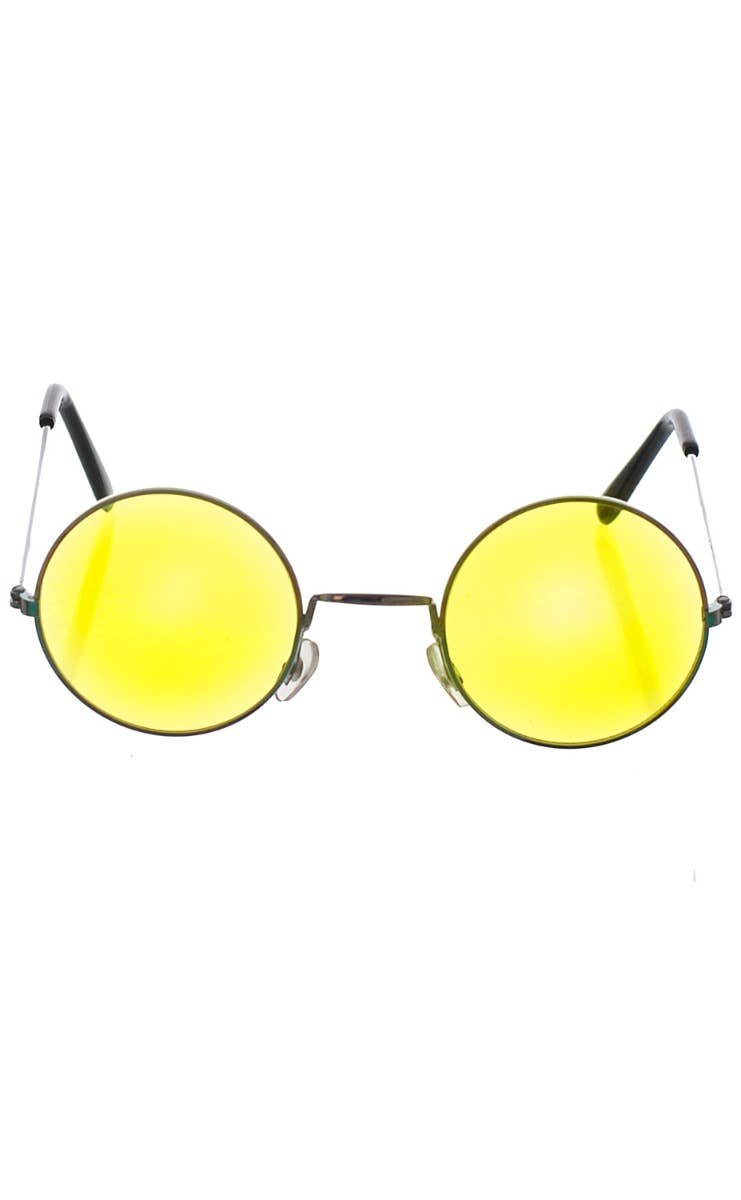 Image of Groovy Round Yellow Lens Hippie Costume Glasses - Main Photo
