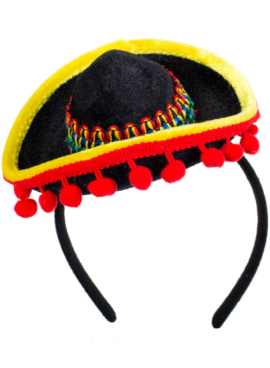 Red, Yellow and Black Mini Mexican Sombrero on Headband