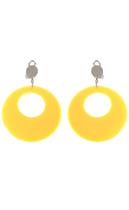 Clip On Round Yellow Novelty Earrings - Main Image