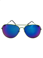 Green Frame Aviator Costume Glasses with Blue Lenses