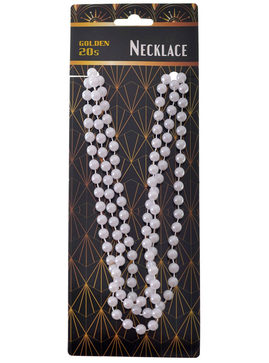 Beaded White 1920s Flapper Costume Necklace