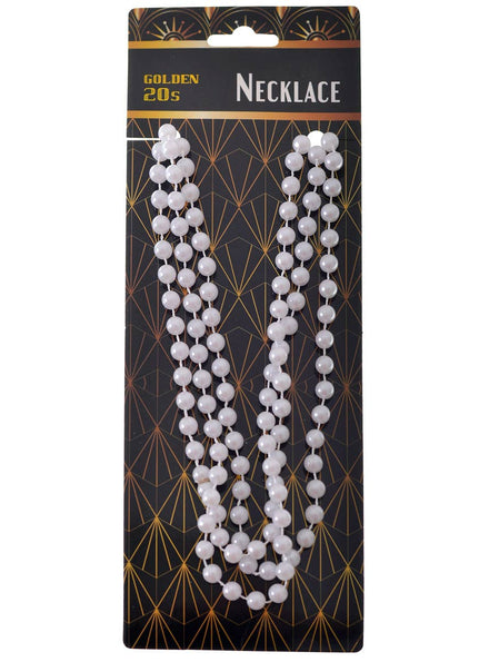 Beaded White 1920s Flapper Costume Necklace