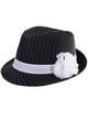 Black 1920s Fedora with White Pinstripes and White Band - Main Image