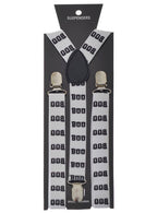 Black and White Boo Print Suspenders Halloween Costume Accessory