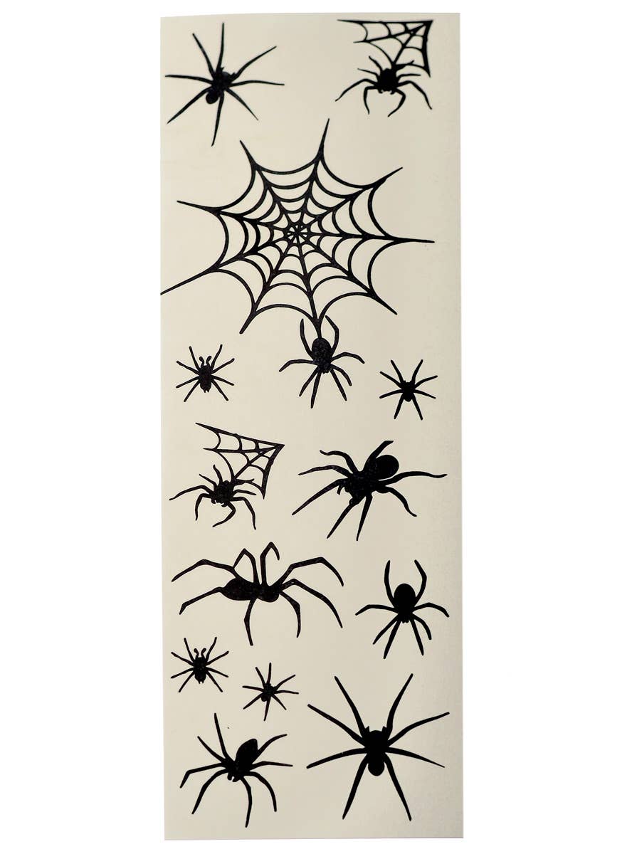 Black Spiders and Spiderwebs Temporary Body Tattoos