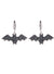 3.5cm Drop Black and Silver Glitter Bat Earrings Halloween Jewellery - Main Image