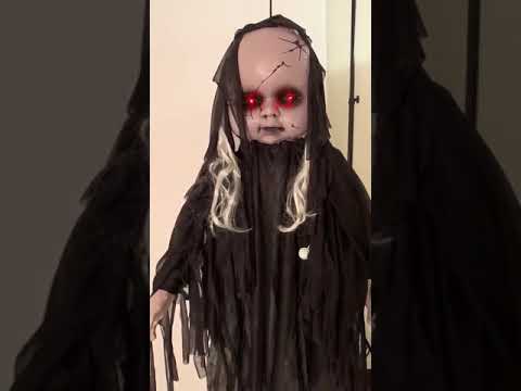 Talking and Light Up Zombie Baby Doll Halloween Prop Product Video 1
