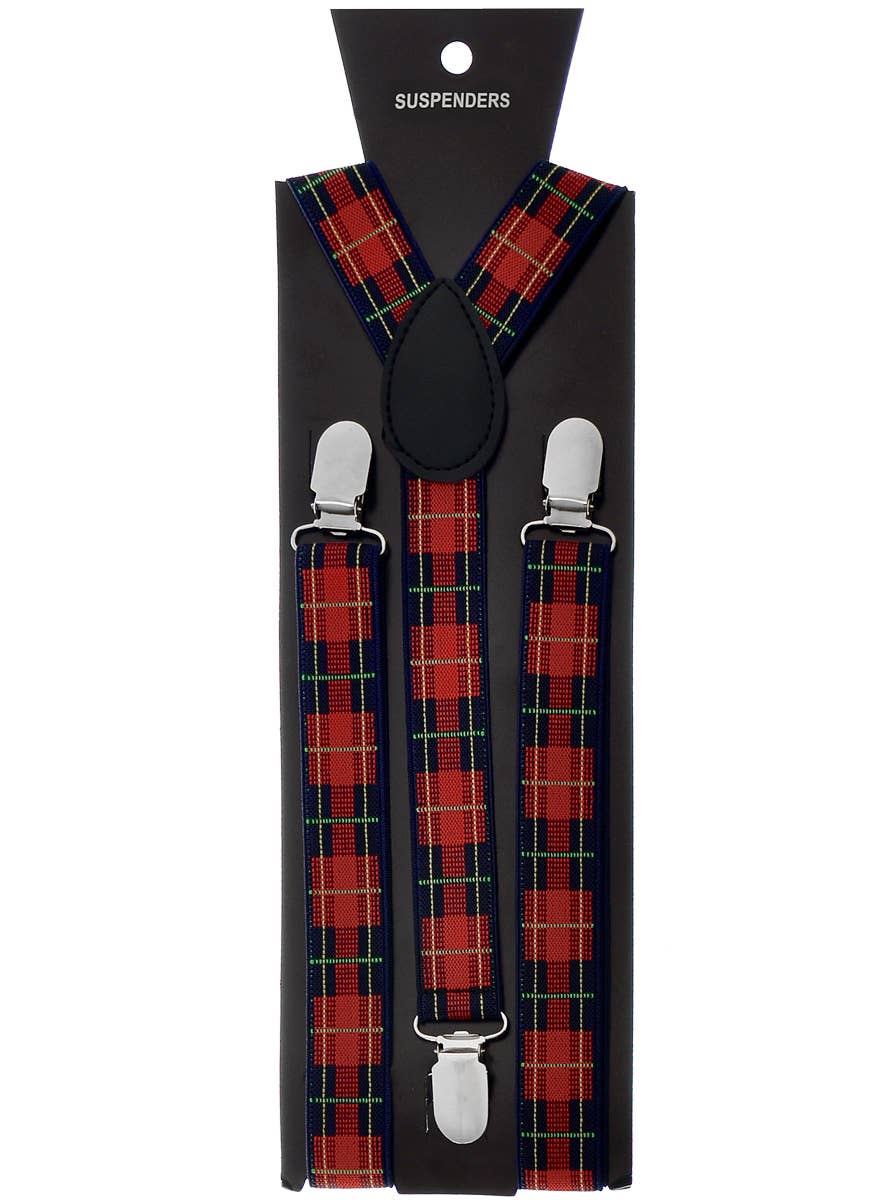 Red Tartan Costume Accessory Suspenders