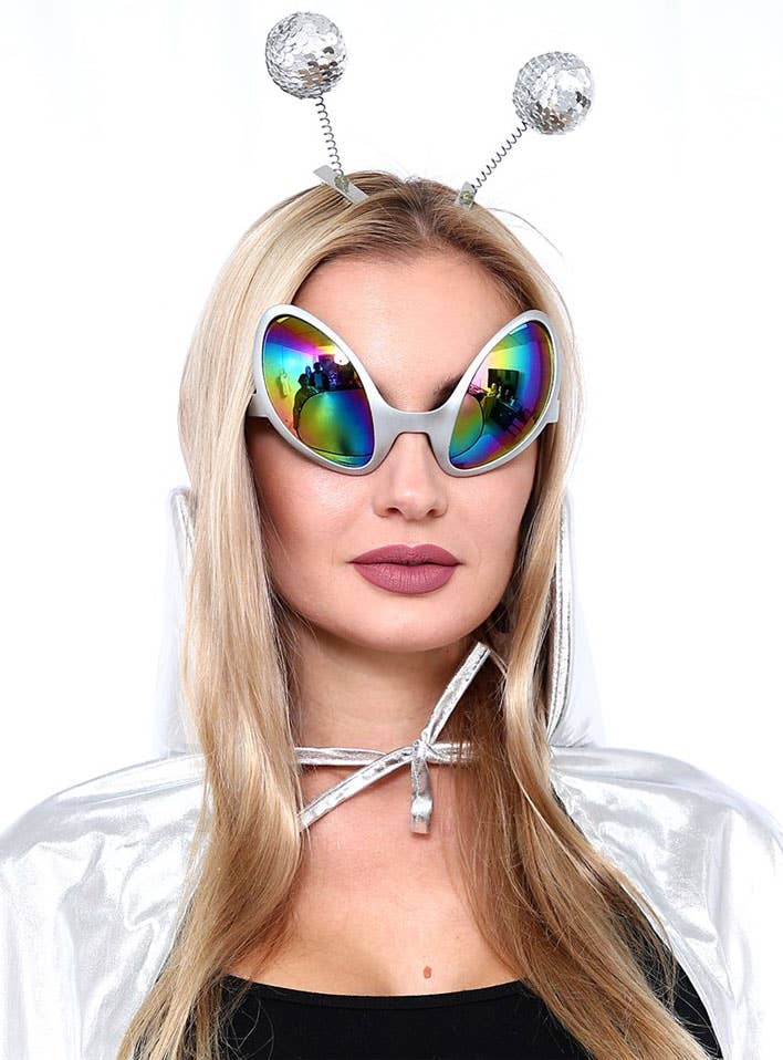Silver Space Alien Costume Glasses - Main Image