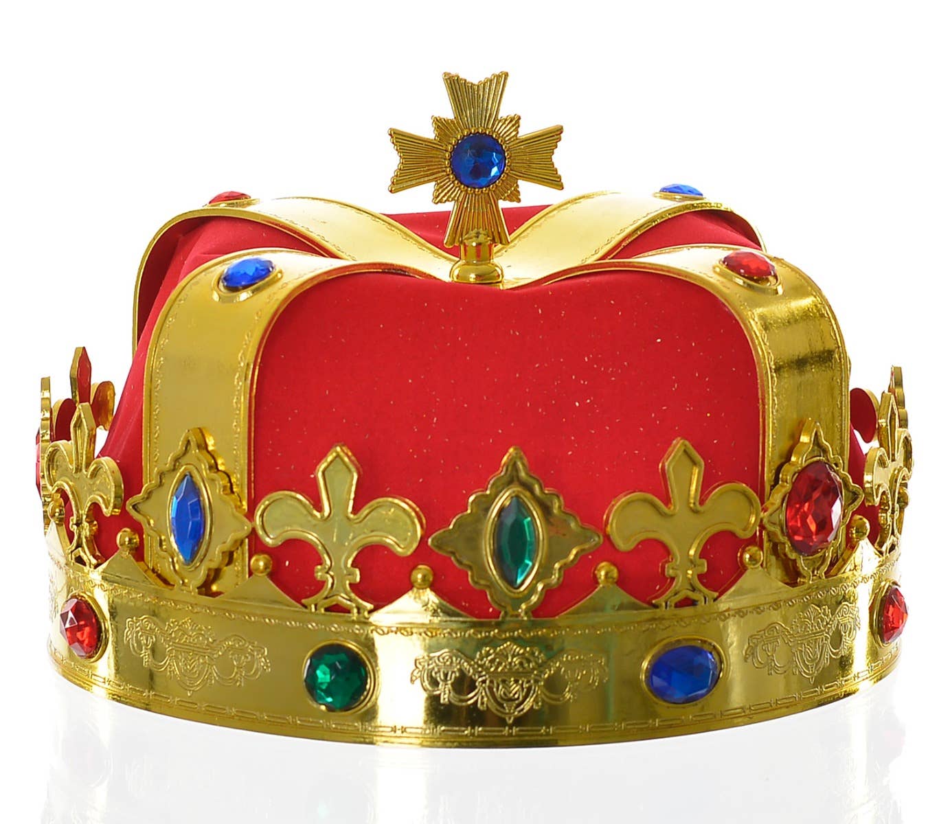 Adult's Royal Red And Gold King Queen Crown Costume Accessory Zoom Image 