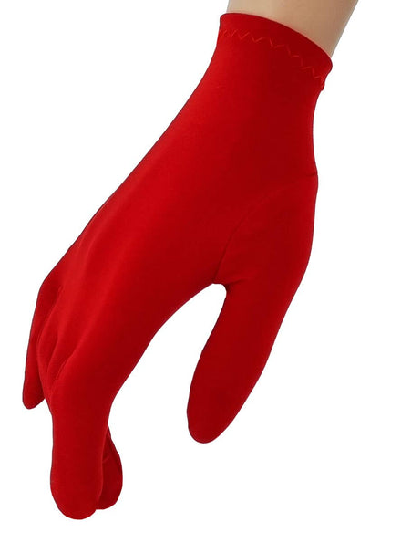 Adults Red Stretch Fabric Wrist Length Costume Gloves