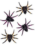 Orange and Purple Glitter 4 Pack Halloween Spiders