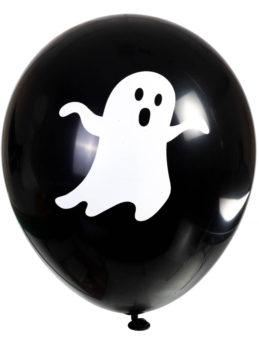 8 x Black Balloons with White Ghosts Halloween Decoration