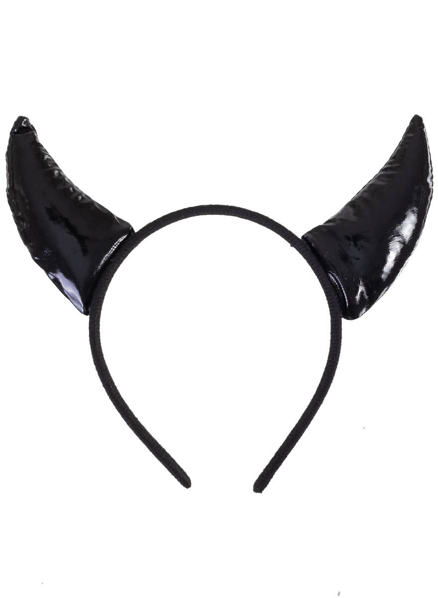 Black Vinyl Devil Horns on Headband