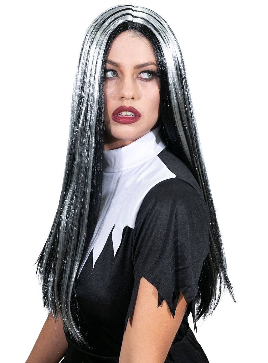 Black And White Straight Costume Wig Womens Halloween Costume Wig Black And White Straight Costume Wig Womens Halloween Costume Wig