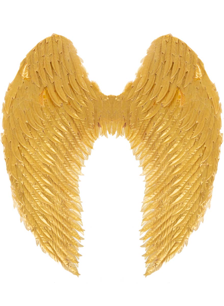 Gold Metallic Angel Wings with Mock Feathers