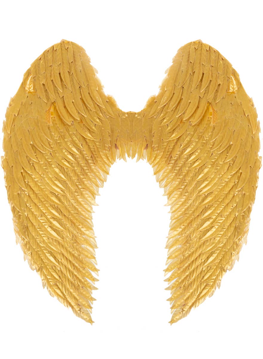 Gold Metallic Angel Wings with Mock Feathers