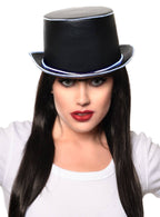 Black Metallic Deluxe Top Hat with Light Up Trim - Main Image