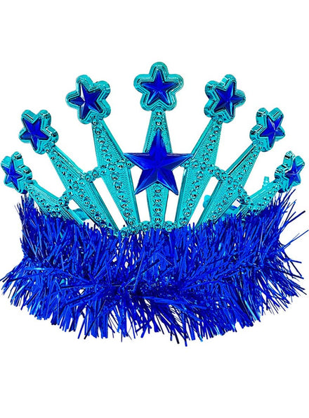 Blue Costume Tiara with Jewels and Tinsel