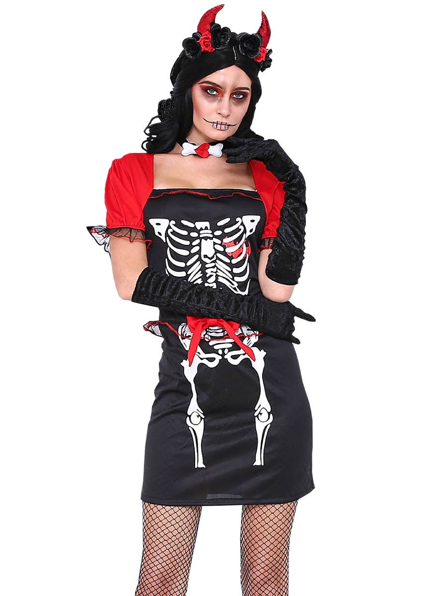 Devilish Skeleton Women's Sexy Halloween Costume - Main Image