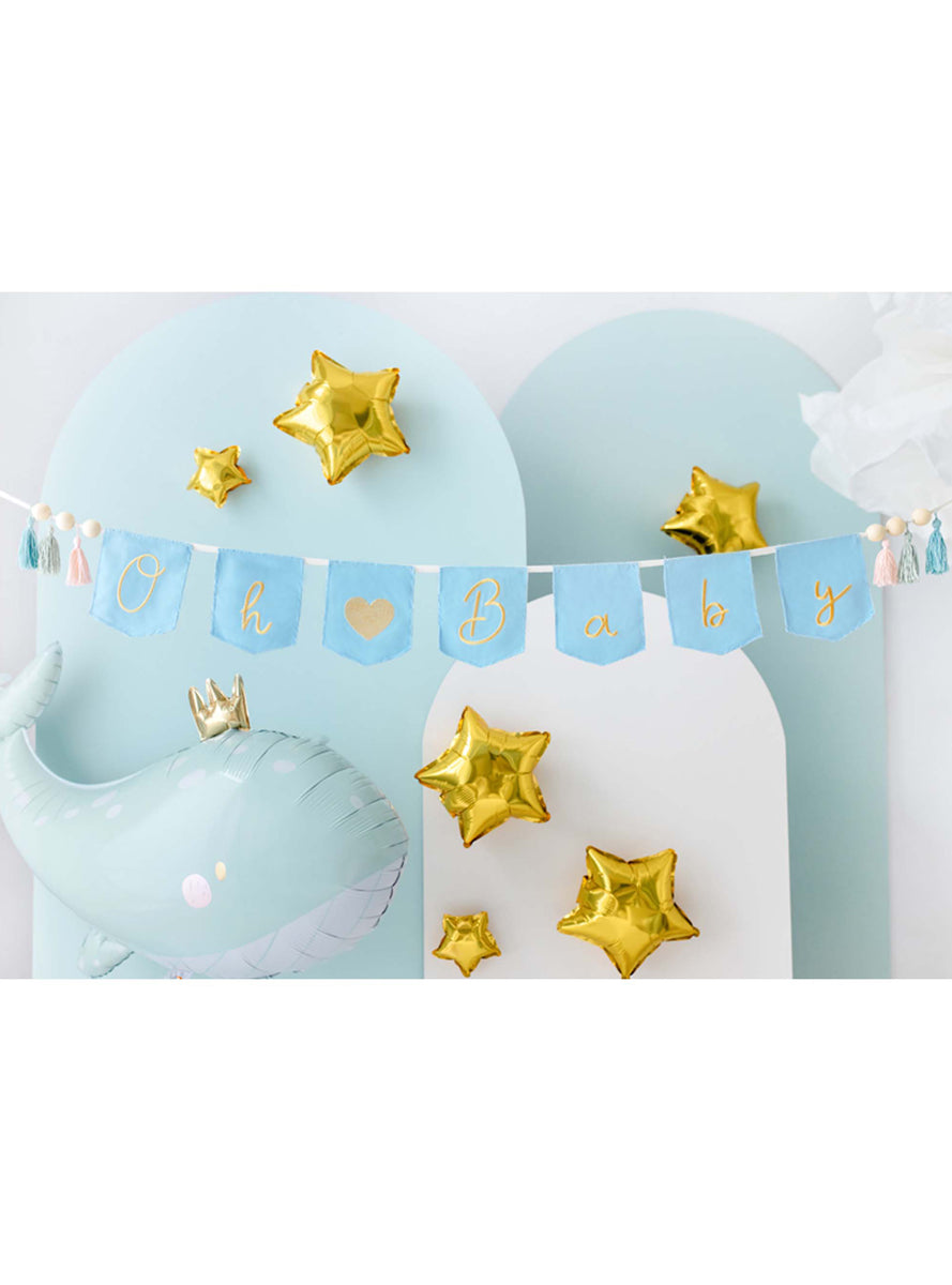 Oh Baby Boy 250cm Blue Baby Shower Banner - Lifestyle Image