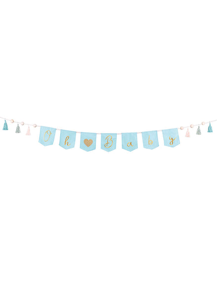 Oh Baby Boy 250cm Blue Baby Shower Banner - Main Image